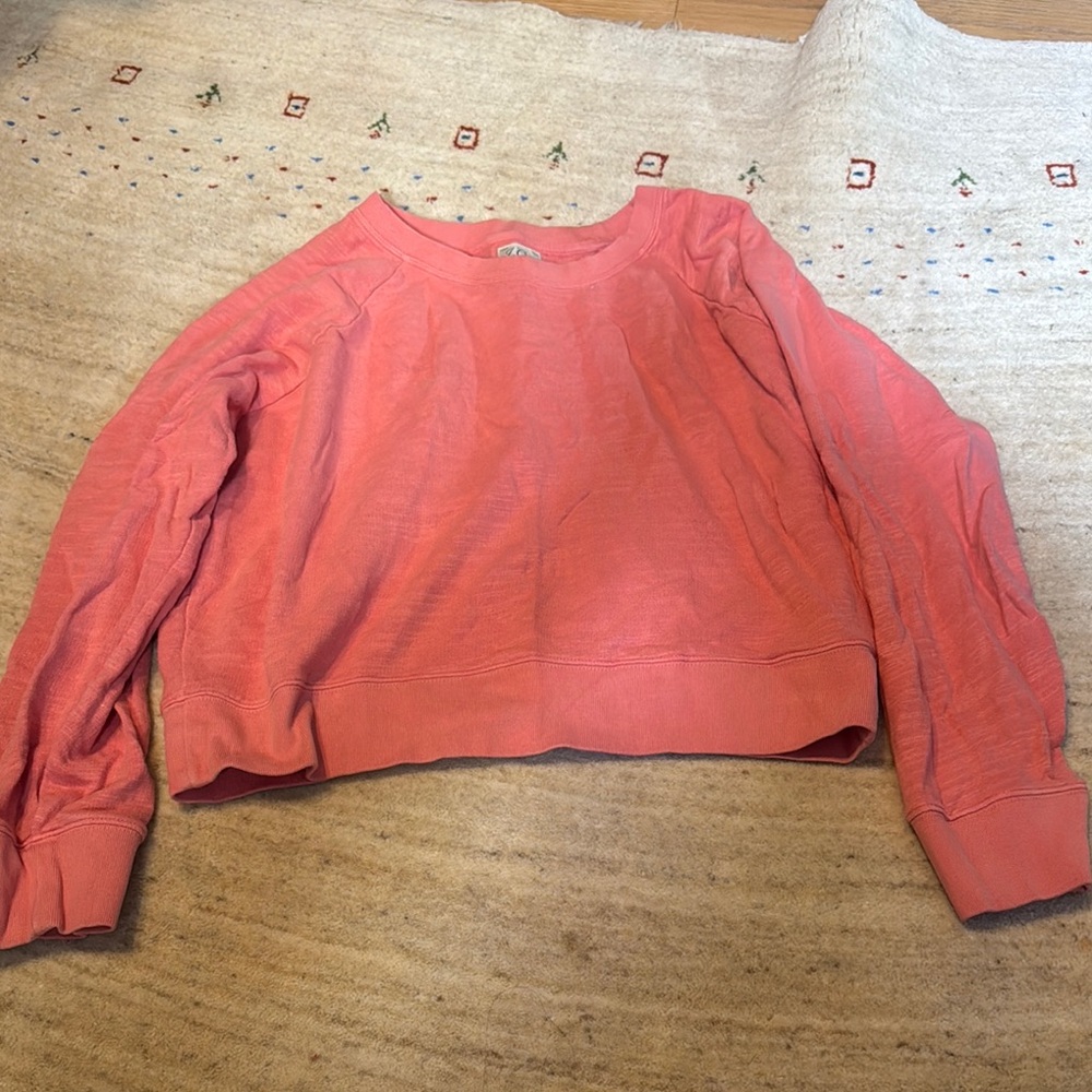 J. Crew vintage fleece Cropped Coral Sweatshirt